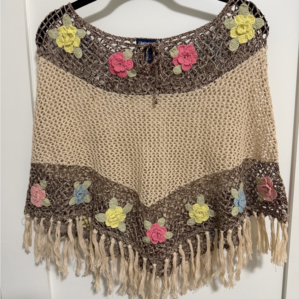 Limited Too Y2K Girls Crocheted Poncho